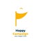 Flag Happy campaign logo icon with half smiling face yellow fun style