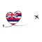 Flag Hawaii Love Romantic travel Airplane air plane Aircraft Aeroplane flying fly jet airline line path vector fun funny