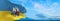 flag of Historic peoples Bessarabia Germans at cloudy sky background, panoramic view. flag representing ethnic group or culture,