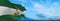 flag of Ibero-Romance peoples Andalusians at cloudy sky background, panoramic view. flag representing ethnic group or culture,