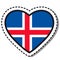 Flag Iceland heart sticker on white background. Vintage vector love badge. Template design element. National day.