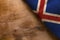 Flag Iceland on wooden background