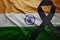 Flag of india with black mourning ribbon