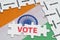 On the flag of India - puzzles with the names of cities and puzzles with the inscription - Vote