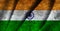 Flag of India. Waving National Flag of India  with grunge effect. Indian flag