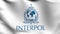 Flag of Interpol or The International Criminal Police Organization commonly. 3D rendering illustration of waving sign symbol