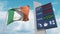 Flag of Ireland and gas station sign board with rising fuel prices. Conceptual 3D rendering