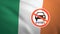 Flag of Ireland with the sign of Diesel fuel ban. CO2 regulation of emissions. 3D illustration