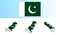 Flag of the Islamic Republic of Pakistan in a static position and the outline of the country in the color of the national flag, on