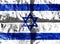 The flag of Israel is made of wrinkled texture.