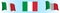 Flag of the Italian Republic in a static position and in motion, developing in the wind, on a white background