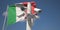 Flag of Italy and four security cameras, 3d rendering