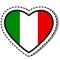 Flag Italy heart sticker on white background. Vintage vector love badge. Template design element. National day.