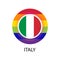 Flag of Italy with the rainbow of the LGBT community. Vector illustration