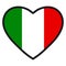 Flag of Italy in the shape of Heart with contrasting contour, symbol of love for his country, patriotism, icon for Independence D