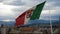 Flag of Italy, waving in the wind, on the sky. Stock. Beautiful flag blowing in wind: Italy