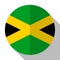 Flag Jamaica - round flatstyle button with a shadow.