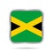 Flag of Jamaica, shiny metallic gray square button