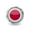 Flag of japan, button with metal frame and shadow. japan flag vector icon, badge with glossy effect and metallic border. Realistic