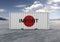 Flag of Japan, container, in 3D rendering