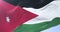 Flag of Jordan waving at wind with blue sky in slow, loop