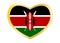 Flag of Kenya in heart shape, golden frame