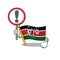 Flag kenya with sign warning cartoon with character happy