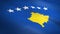 Flag of Kosovo. Waving flag with highly detailed fabric texture seamless loopable video. Seamless loop with highly