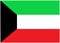 The flag of Kuwait with three horizontal bands of green white red and partial black on the left slim white border rims