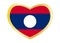 Flag of Laos in heart shape, golden frame