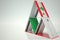 Flag of Lebanon on bank card house, fictional data. Financial instability related 3D rendering