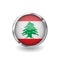 Flag of lebanon, button with metal frame and shadow. lebanon flag vector icon, badge with glossy effect and metallic border. Reali