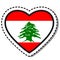 Flag Lebanon heart sticker on white background. Vintage vector love badge. Template design element. National day.