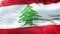 Flag of Lebanon waving on sun. Seamless loop with highly detailed fabric texture. Loop ready in 4k resolution.