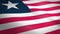 Flag of Liberia. Waving flag with highly detailed fabric texture seamless loopable video. Seamless loop with highly