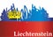 Flag of Liechtenstein, Principality of Liechtenstein. Template for award design, an official document with the flag of Liechtenste