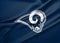 Flag Los Angeles Rams , flag of American football team Los Angeles Rams , fabric flag Los Angeles Rams , 3D work and 3D image.
