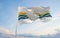 flag of Los Rios , Chile at cloudy sky background on sunset, panoramic view. Chilean travel and patriot concept. copy space for