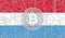 flag of Luxembourg and bitcoin, Integrated Circuit Board pattern. Bitcoin Stock Growth. Conceptual image for investors in