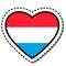 Flag Luxembourg heart sticker on white background. Vintage vector love badge. Template design element. National day.