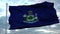 Flag of Maine waving in the wind against deep beautiful clouds sky