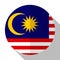 Flag Malaysia - round flatstyle button with a shadow.