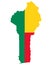 Flag in map of Benin