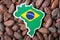 Flag and map of Brazil on cacao grain