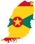 Flag in map of Grenada
