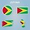 Flag Map of Guyana, vector isolated simplified illustration icon with silhouette of Guyana map