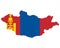 Flag in map of the Mongolia