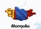 Flag Map of Mongolia. 3D rendering Mongolia map and flag on Asia map. The national symbol of Mongolia. Ulaanbaatar flag map