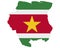 Flag in map of Suriname