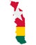 Flag in map of Togo